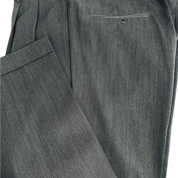 Brooks Brothers Gray Dress Pants Smooth Wool Cuffed Pleated Gray Mens 36 x 30.5 - Picture 5 of 15